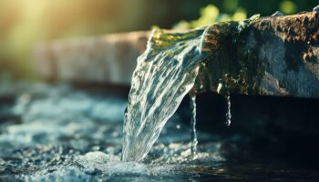 rustic faucet pours clear stream contrasting with weathered green textures 350x200 - Cómo evitar la contaminación hídrica